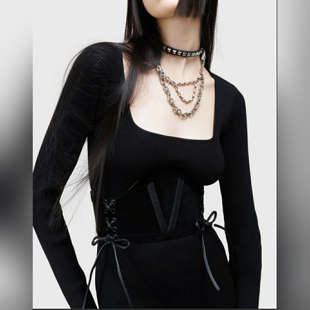 Killstar Black Lace-Up Corset Belt
